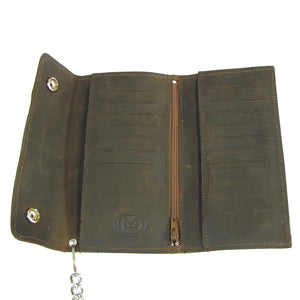 USA-Made DC350 7" Bi-Fold Chain Wallet Dark Brown