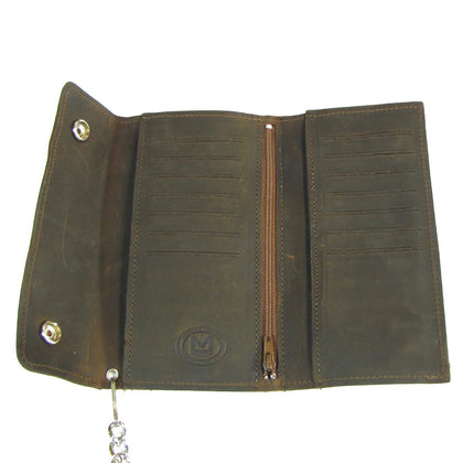 USA-Made DC350 7" Bi-Fold Chain Wallet Dark Brown