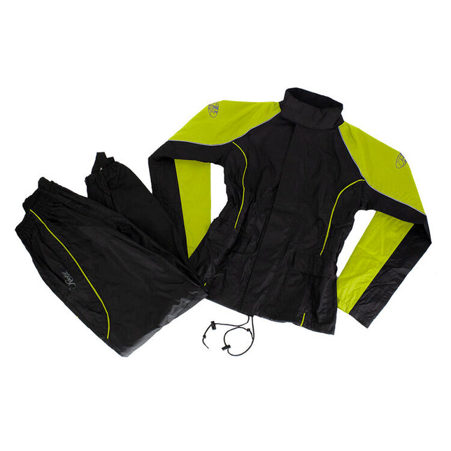 Ladies RS2 Rain Suit: 2-Piece Waterproof Rainsuit
Jacket Features:


Waterproof Soft Polyester outer shell with PVC backing

