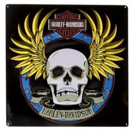 H-D Spade Skull Tin Sign