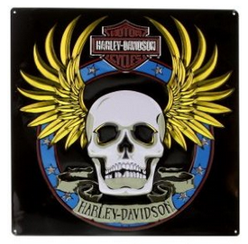 H-D Spade Skull Tin Sign: Measures 14