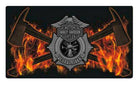 H-D Fire Axes Sign: Includes pre-drilled holes for quick & easy display