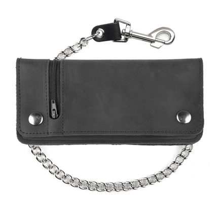 Large Zippered Biker Wallet Bk Black