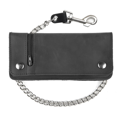 USA-Made BW421 Large Biker Wallet with Size Zipper
