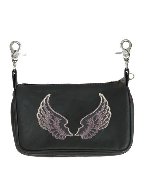 Ladies Clip Bag W/Wing Brown