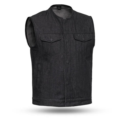 Eagle Leather Men's Haywood Denim Vest: Features:

Haywood - Black Denim Men's Motorcycle Vest
Rough neck denim
Button snap a
