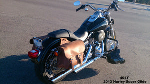 Distressed Brown Saddlebag 404: 404 LEATHER ECONOMY SADDLE BAGS The 404 leather economy bags - 13 ½" x 6" x 12" (L" x W" x H"