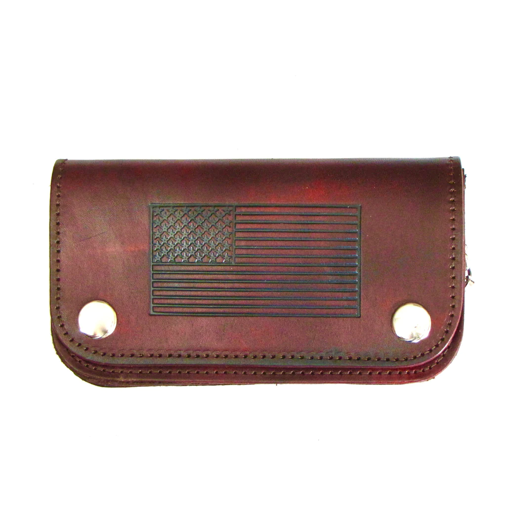 6"Ant Biker Wallet US Flag Brown