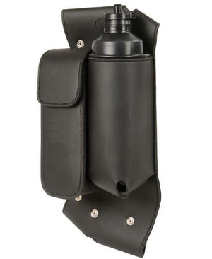 Milwuakee Leather Crash Bar Bag Bottle Holder Left: Durable PVC MaterialVelcro Closure Cell Phone Storage PocketEasy to Insta
