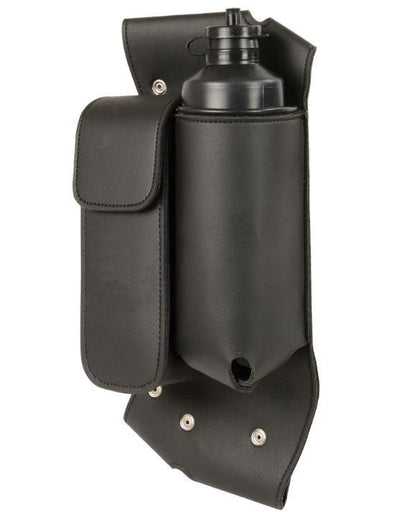 Milwuakee Leather Crash Bar Bag Bottle Holder Left: Durable PVC MaterialVelcro Closure Cell Phone Storage PocketEasy to Insta