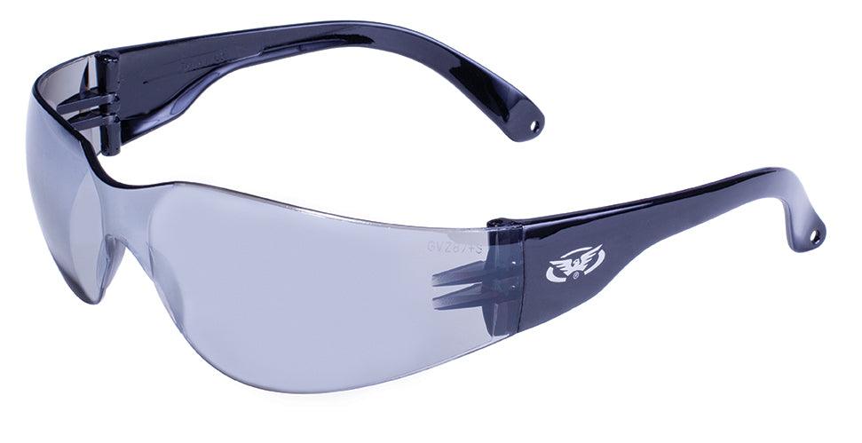 Global Vision Rider Sunglasses - Gloss Black Frame & Flash Mirror Lens - Eagle Leather