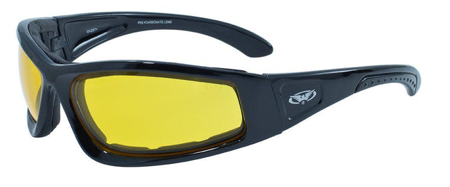 Global Vision Triumphant Sunglasses - Gloss & Matte Black Frame & Yellow Tint Lens - Eagle Leather