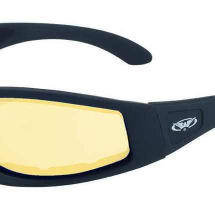 Global Vision Triumphant 24 Sunglasses - Matte Black Frame & Yellow Tint to Smoke Lens - Eagle Leather