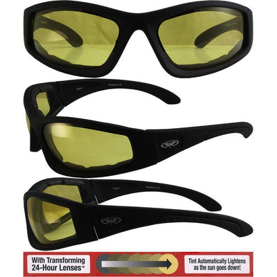 Global Vision Triumphant 24 Sunglasses - Matte Black Frame & Yellow Tint to Smoke Lens - Eagle Leather