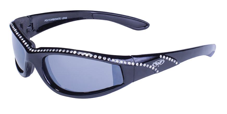 Global Vision Marilyn 11 FM Sunglasses - Gloss Black Frame & Flash Mirror Lens - Eagle Leather