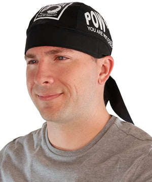 Classic Skull Cap - White POW MIA on Black: Skull Cap Biker Caps Headwraps Doo Rags - White POW/MIA on Black
