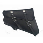 Swing Arm Bag Left Side Black: Motorcycle swing arm bag slanted for sportsters with replica buffalo nickels and quick release