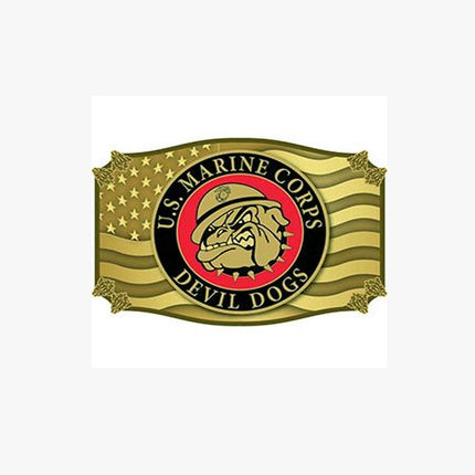 Eagle Emblems Men's 3-1/4" USMC Bulldog Buckle - Multicolor - Eagle Leather