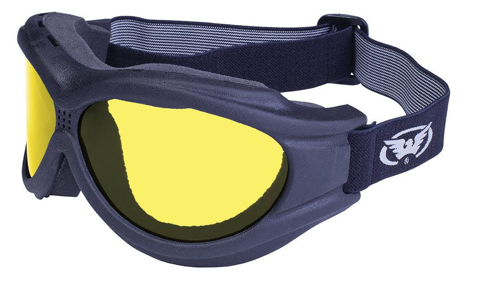Global Vision Big Ben Anti-Fog Goggles - Matte Black Frame & Yellow Tint Lens - Eagle Leather