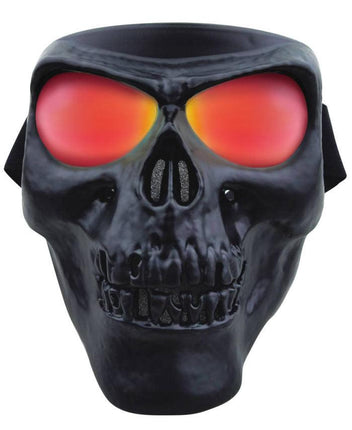 Global Vision Matte Black Skull Full Face Mask - Smoke & Red Lens - Eagle Leather