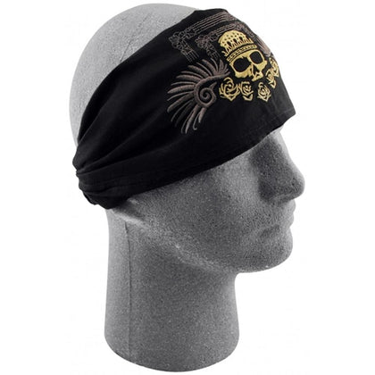 Zan Headwrap Golden Skull: Zan Headgear Headwraps are one size fits all