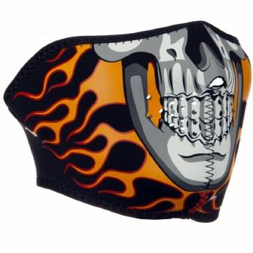 Half Mask Neoprene Burning Skull: The ZAN Headgear Neoprene Half Face Mask features full coverage of the nose, chin, and chee