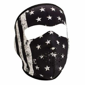 Full Mask Vintage Flag Bk & Wh: The ZAN Headgear Neoprene Face Mask features full coverage of the face and ears with stretchy