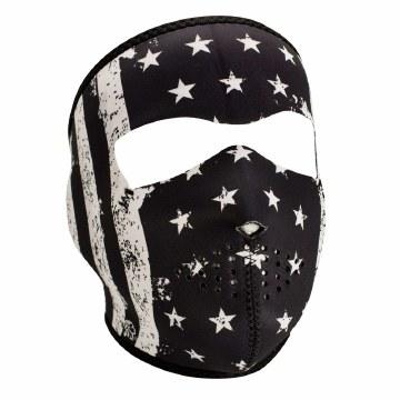 Full Mask Vintage Flag Bk & Wh: The ZAN Headgear Neoprene Face Mask features full coverage of the face and ears with stretchy