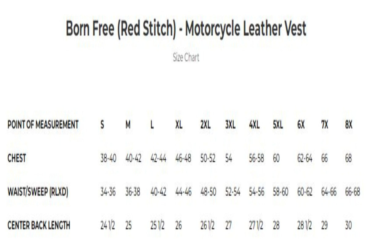 Men's Born Free Vest Red Stitching: Features:

1