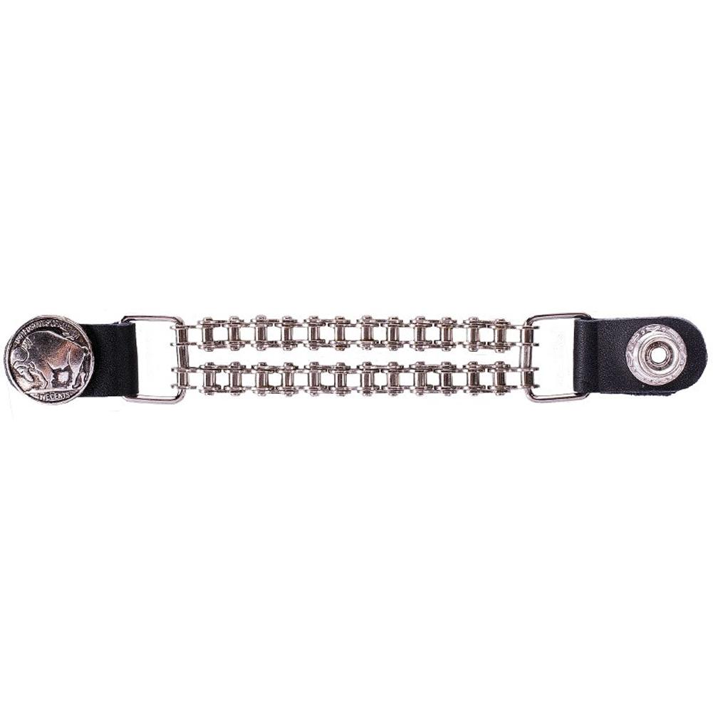 BuffaloHeadVestExt: Double Motorcycle Chain Buffalo Head Nickle Vest extender