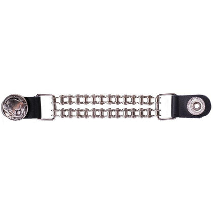 BuffaloHeadVestExt: Double Motorcycle Chain Buffalo Head Nickle Vest extender