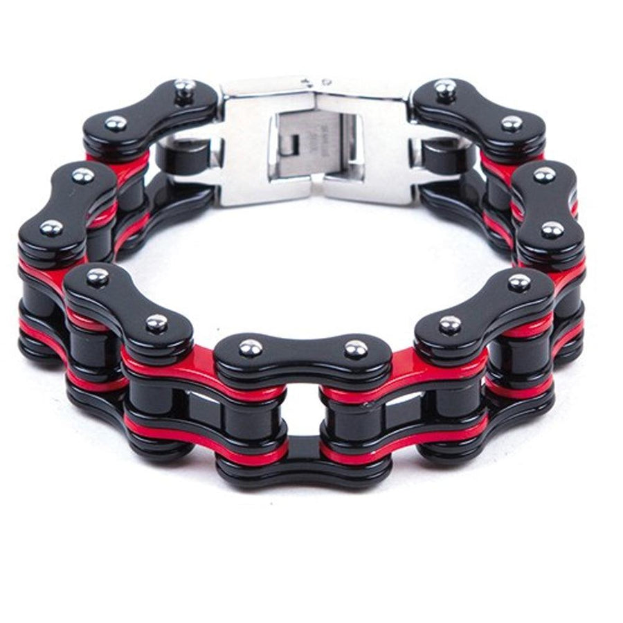 Dream Apparel Men's Motorcycle Chain Bracelet - Black & Red - Eagle Leather