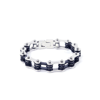 Dream Apparel Men's Stainless Steel Silver Link Bracelet with Black Stone - Eagle Leather