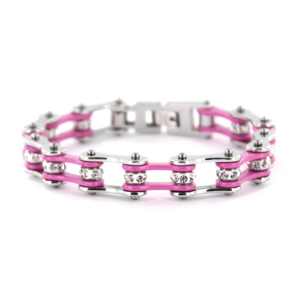 Link Braclelet With Pink Stone