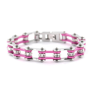 Link Braclelet With Pink Stone