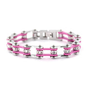Link Bracelet With Pink Stones