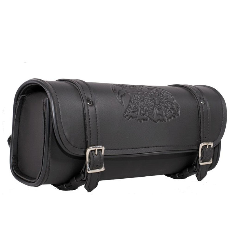 Dream Apparel 10" Motorcycle Tool Bag with Eagle Design - Black - Eagle Leather