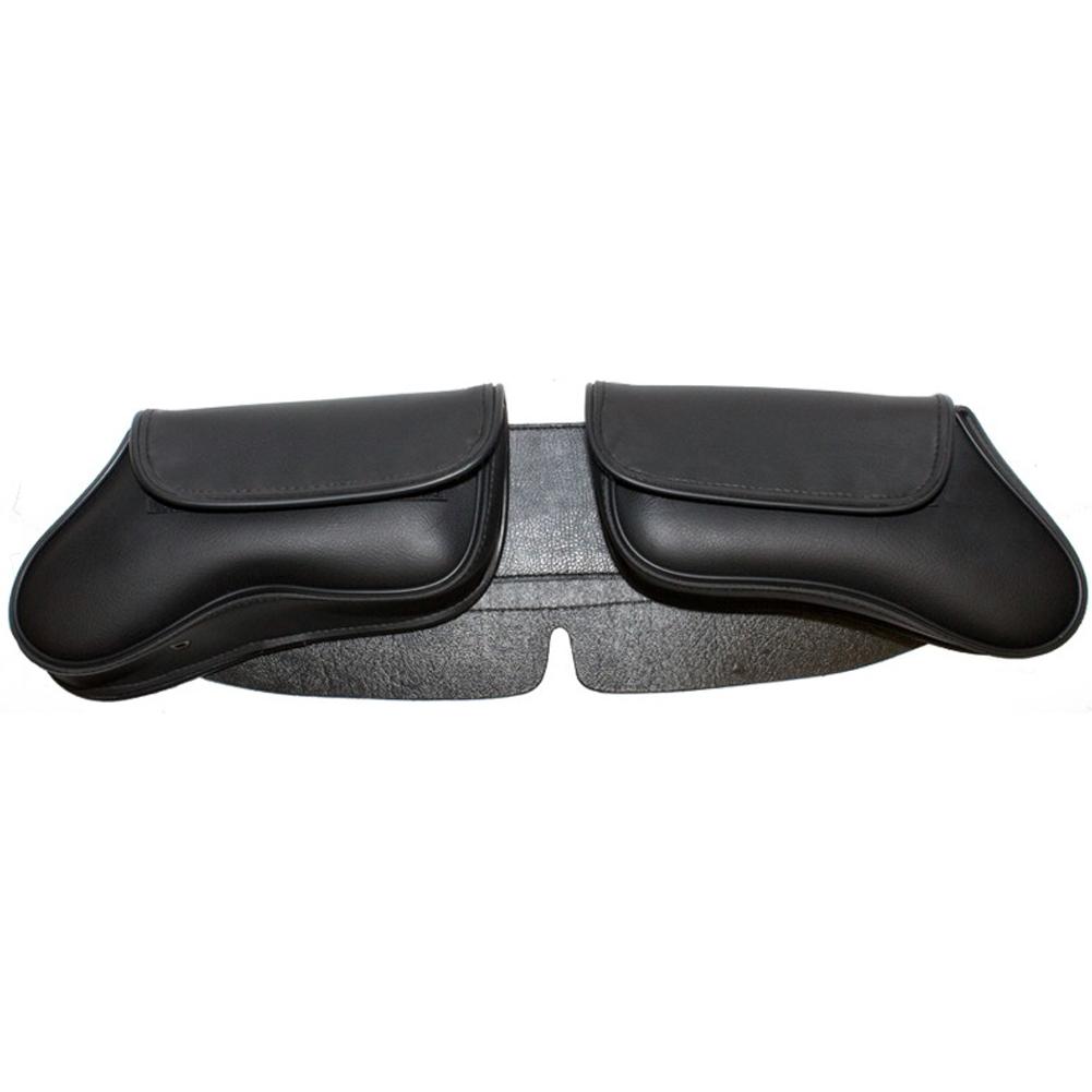 Motorcycle Windshield Bag 2 Pockets: Features:

Made from lightweight PVC
Water resistant
Soft cushioned lining
Velcro closur