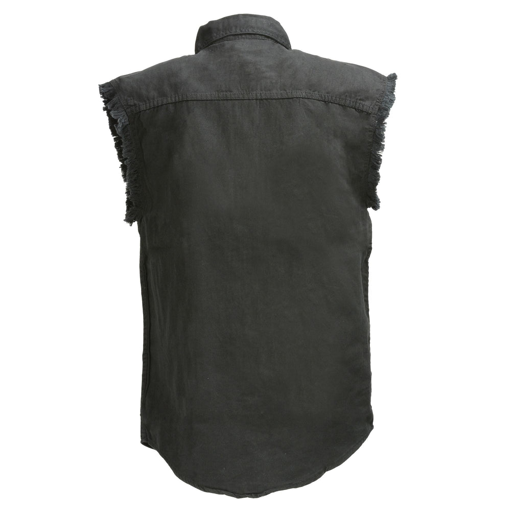 Men's Denim Sleeveless Shirt- Black - Eagle Leather