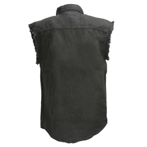 Men's Denim Sleeveless Shirt: Men’s Red Lightweight Sleeveless Denim Shirt8oz 100% Cotton DenimLightweight &amp; ComfortableB
