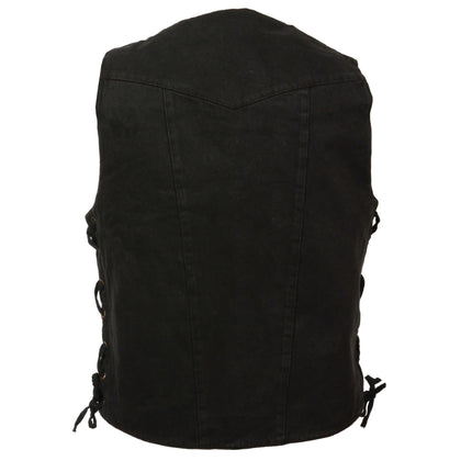 Men's 10 Pocket Denim Vest: Features:

10 Pocket Side Lace Denim Vest
14