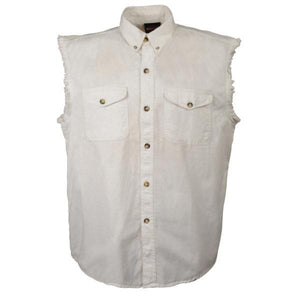 Men's Denim Sleeveless Shirt: Men’s Red Lightweight Sleeveless Denim Shirt8oz 100% Cotton DenimLightweight &amp; ComfortableB