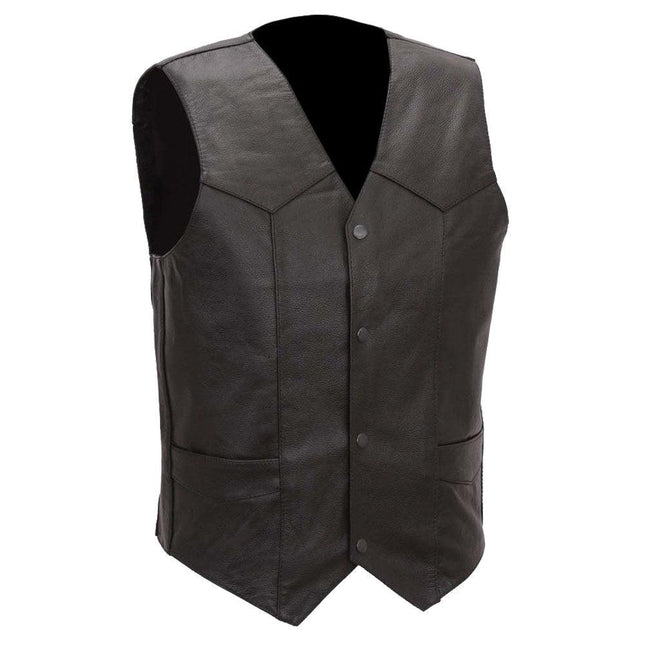 Eagle Leather Men's 4 Snap Tall Plain Vest - Black - Eagle Leather