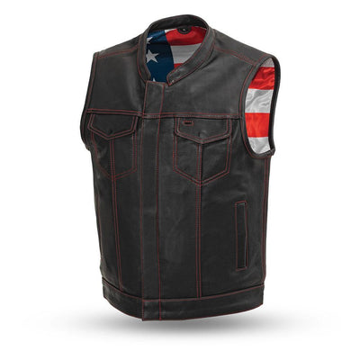 Eagle Leather Men's Born Free CC Vest - Black & Red - Eagle Leather