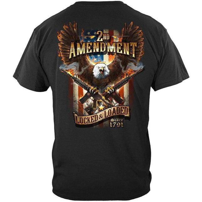 Erazor Bits Men's 2nd Amendment Attack Eagle Premium Short Sleeve T-Shirt - Black - Eagle Leather