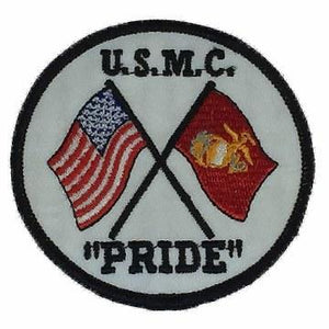 USMC Pride: USMC PRIDE WITH CROSSED FLAGS PATCH - COLOR - Veteran Owned Business3" ROUND PATCH