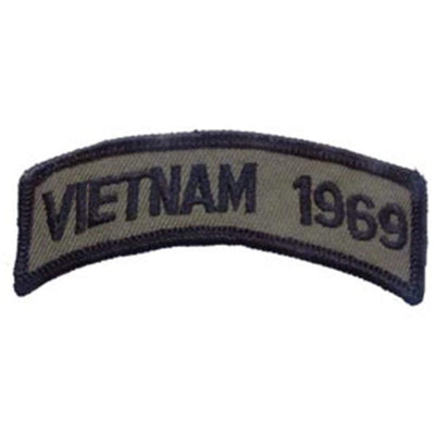 Eagle Emblems 3-1/2"x1" Men's Vietnam Tab 1969 Subdued Patch - Gray - Eagle Leather