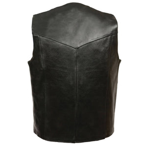 Men's Plain Leather Vest Black: Features:

Fully lined
4 Snaps Closure
2 Outside Pockets
2 Inside Zipper Pockets