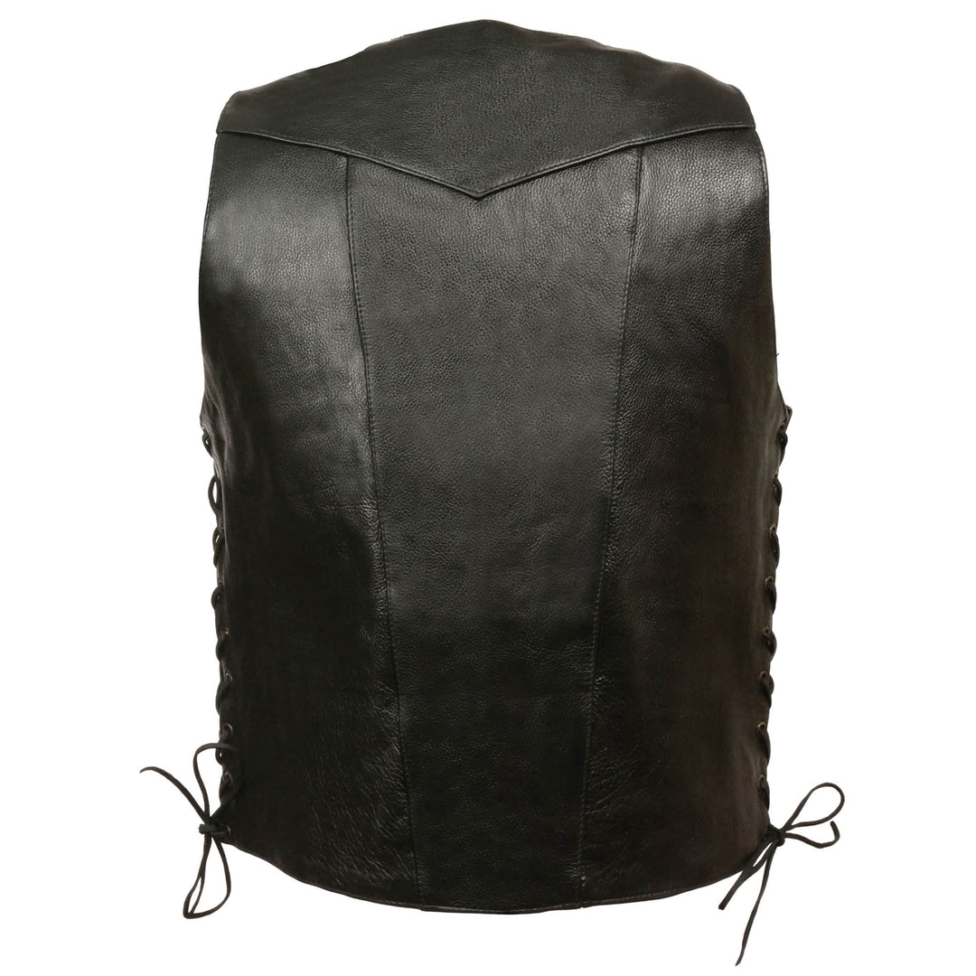 Milwaukee Leather Men's 10 Pocket Side Lace Vest - Black - Eagle leather