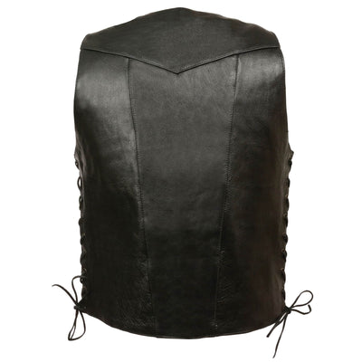 Milwaukee Leather Men's 10 Pocket Side Lace Vest - Black - Eagle leather